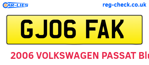 GJ06FAK are the vehicle registration plates.
