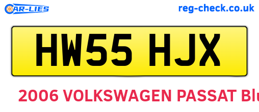 HW55HJX are the vehicle registration plates.