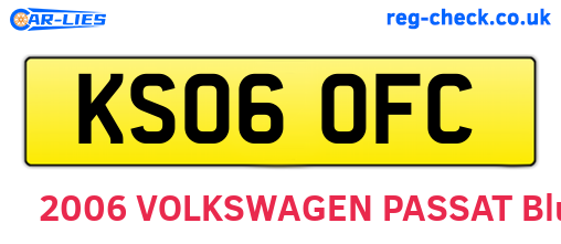KS06OFC are the vehicle registration plates.