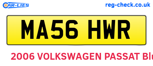 MA56HWR are the vehicle registration plates.