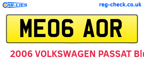 ME06AOR are the vehicle registration plates.