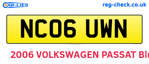 NC06UWN are the vehicle registration plates.