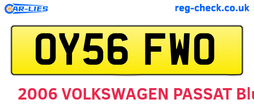 OY56FWO are the vehicle registration plates.