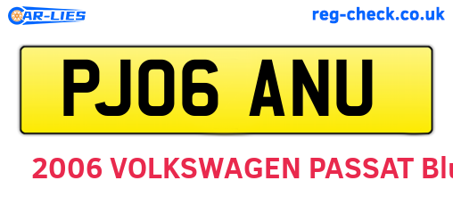 PJ06ANU are the vehicle registration plates.