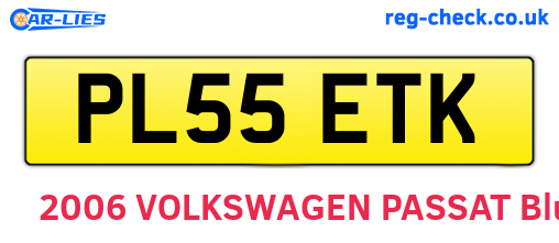 PL55ETK are the vehicle registration plates.