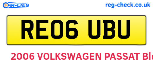 RE06UBU are the vehicle registration plates.