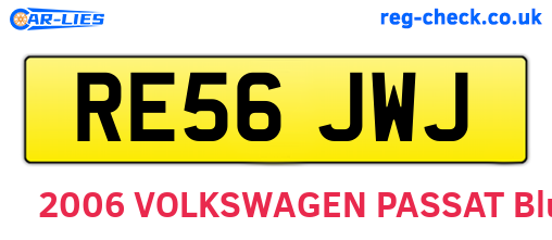 RE56JWJ are the vehicle registration plates.