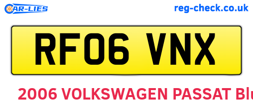 RF06VNX are the vehicle registration plates.