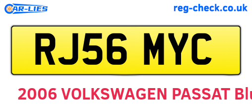 RJ56MYC are the vehicle registration plates.
