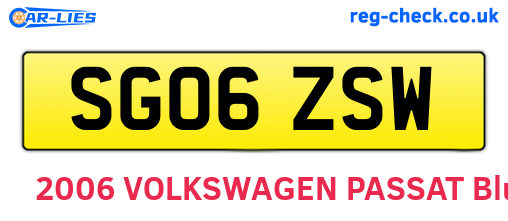 SG06ZSW are the vehicle registration plates.