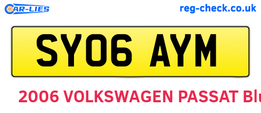 SY06AYM are the vehicle registration plates.