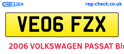 VE06FZX are the vehicle registration plates.
