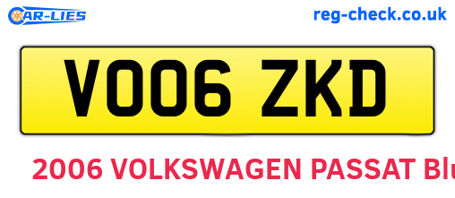 VO06ZKD are the vehicle registration plates.