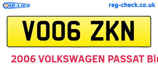 VO06ZKN are the vehicle registration plates.