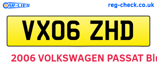 VX06ZHD are the vehicle registration plates.