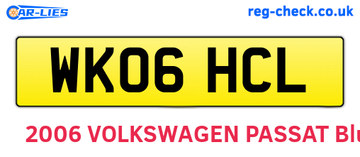 WK06HCL are the vehicle registration plates.