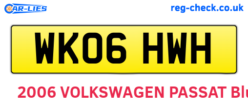 WK06HWH are the vehicle registration plates.