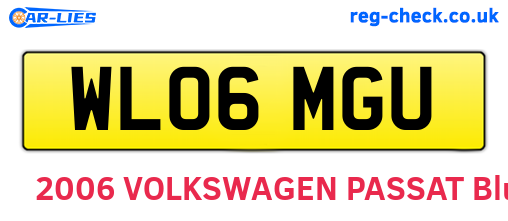 WL06MGU are the vehicle registration plates.