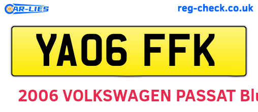YA06FFK are the vehicle registration plates.