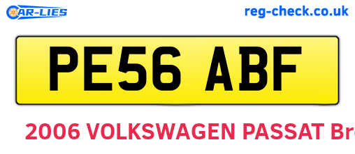 PE56ABF are the vehicle registration plates.