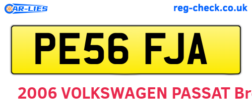 PE56FJA are the vehicle registration plates.