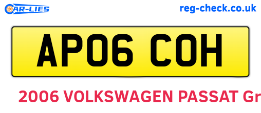 AP06COH are the vehicle registration plates.