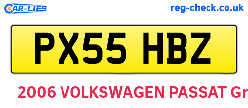 PX55HBZ are the vehicle registration plates.