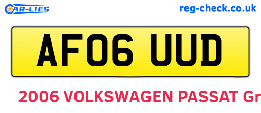 AF06UUD are the vehicle registration plates.