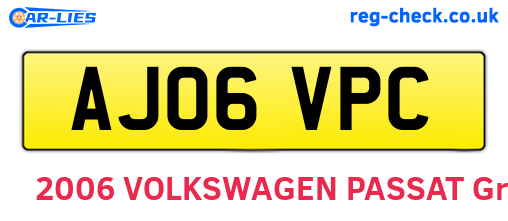 AJ06VPC are the vehicle registration plates.