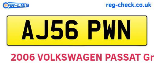 AJ56PWN are the vehicle registration plates.
