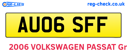 AU06SFF are the vehicle registration plates.