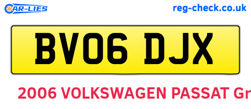 BV06DJX are the vehicle registration plates.