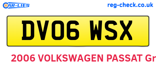 DV06WSX are the vehicle registration plates.