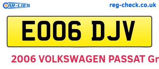 EO06DJV are the vehicle registration plates.