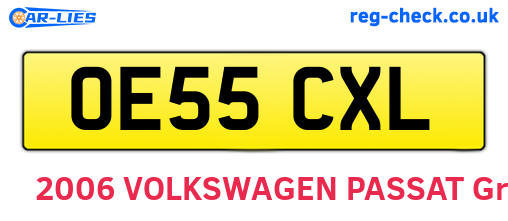 OE55CXL are the vehicle registration plates.