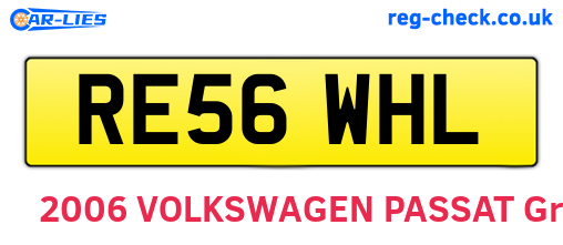 RE56WHL are the vehicle registration plates.