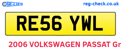 RE56YWL are the vehicle registration plates.