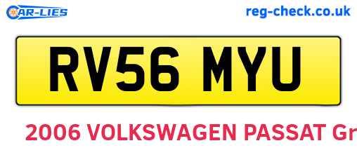 RV56MYU are the vehicle registration plates.