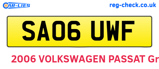 SA06UWF are the vehicle registration plates.