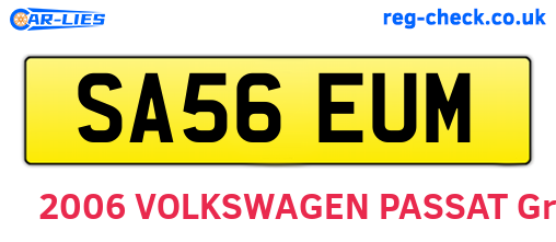 SA56EUM are the vehicle registration plates.