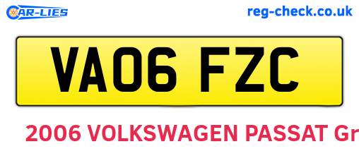 VA06FZC are the vehicle registration plates.