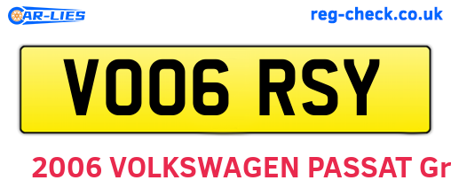 VO06RSY are the vehicle registration plates.