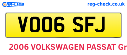 VO06SFJ are the vehicle registration plates.