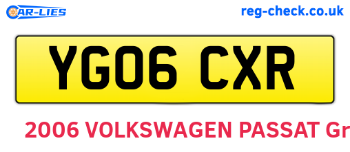 YG06CXR are the vehicle registration plates.