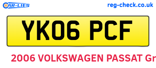 YK06PCF are the vehicle registration plates.