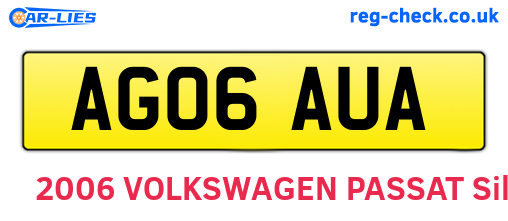 AG06AUA are the vehicle registration plates.