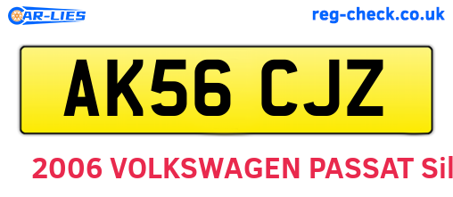 AK56CJZ are the vehicle registration plates.