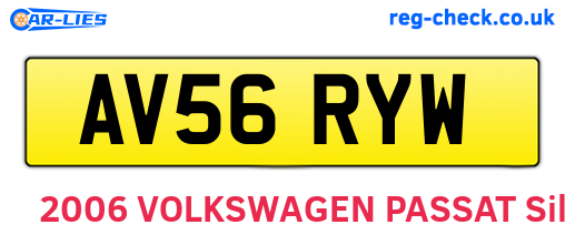 AV56RYW are the vehicle registration plates.