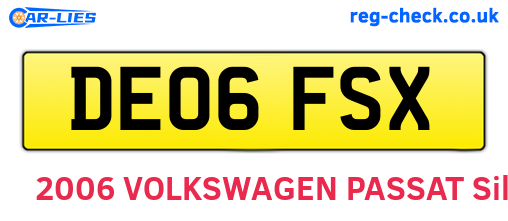 DE06FSX are the vehicle registration plates.