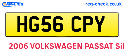 HG56CPY are the vehicle registration plates.